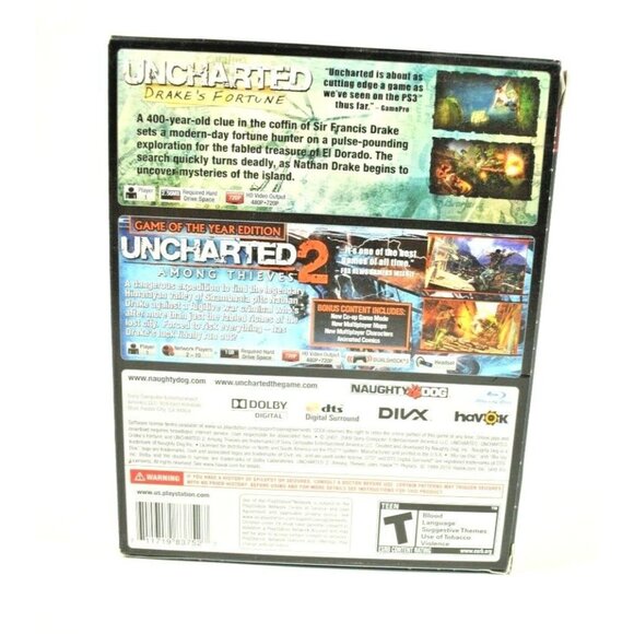 Naughty Dog Uncharted 1 and 2 Dual Pack Sony PlayStation 3, 2011 - Picture 3 of 5